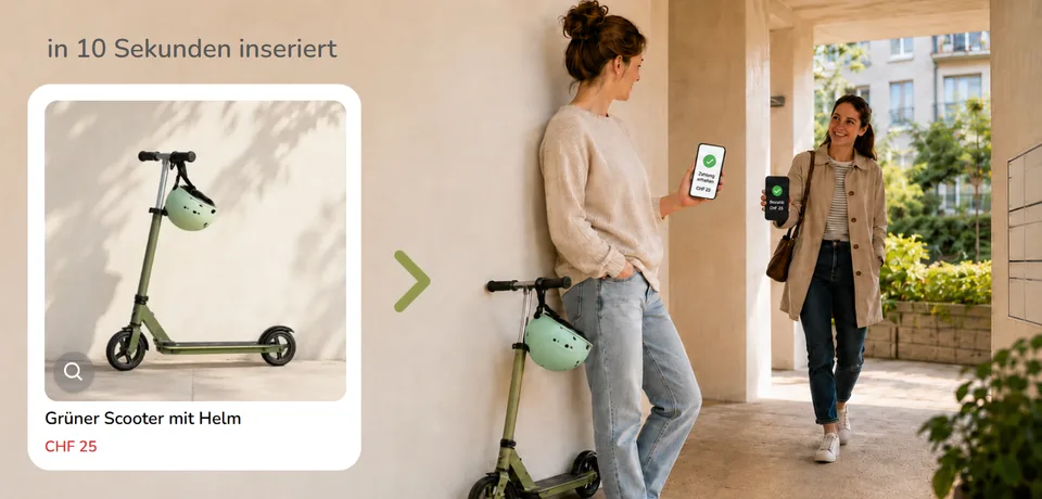 Kampagnenbild für den Secondhand Marktplatz youm.ch